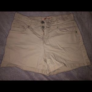 High waisted khaki shorts